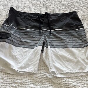 Men's Black and White O'Neil Striped Board Shorts